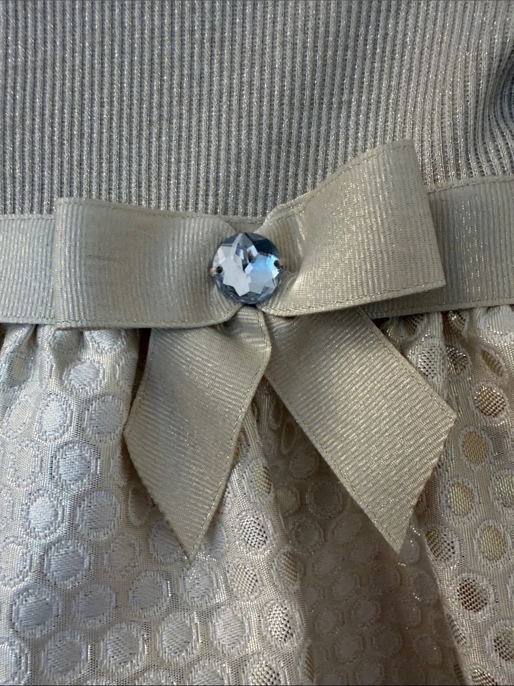 Girls Gold Dress with Bow